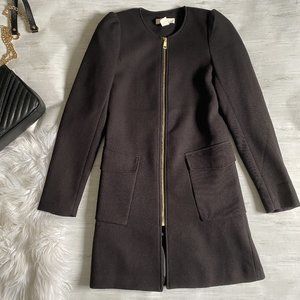 H&M Dressy Black Coat w/ Gold Zipper Size 2